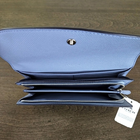 NEW Coach Slim Envelope Wallet Blue - Picture 6 of 14